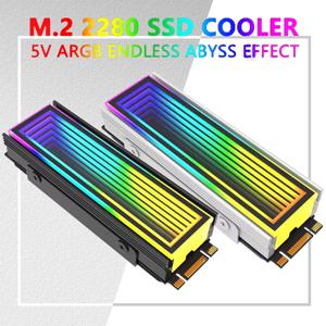 5V/3Pin ARGB AURA 동기화 컴퓨터 2280 SSD M2 라디에이터 알루미늄 PC RGB M.2 Nvme 쿨러 방열판 솔리드 스테이트 드라이브 방열판 쿨러