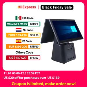 15.6인치 i3/i5 윈도우10/윈도우11 터치스크린 금전등록기 윈도우 POS 시스템 58/80mm 감열식 프린터 푸드코트 결제 단말기