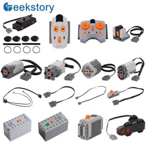 MOC 전원 기능 서보 기차 모터 배터리 박스 스위치 라이트 IR 원격 제어 수신기 기술 부품 세트 빌딩 블록