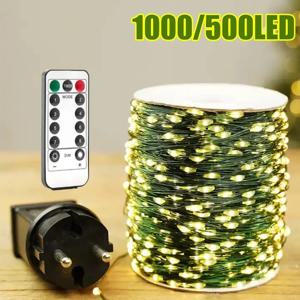 1000 LED 녹색 와이어 Led 문자열 요정 조명 미국/EU 플러그 110V/220V 방수 LED 크리스마스 트리 휴일 홈 정원 장식 크리스마스