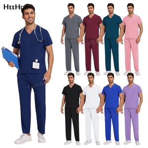남녀공용 의료용 스크럽 유니폼, 스파 미용실 의료용 유니폼, 여성용 스크럽 세트, 작업복 바지 세트, 도매
