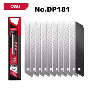 델리 10/50/100pcs 칼 블레이드 18mm SK4 금속 블레이드 홈 학교 용품 미술 공예 종이 상자 절단 유틸리티 나이프 도구