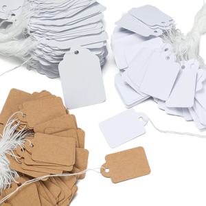 직사각형 종이 가격표 흰색 나무 공백 스트링 시계 쥬얼리 공예품, 가격 표시 카드 패키지, 매달림 태그 카드, 100 개/로트