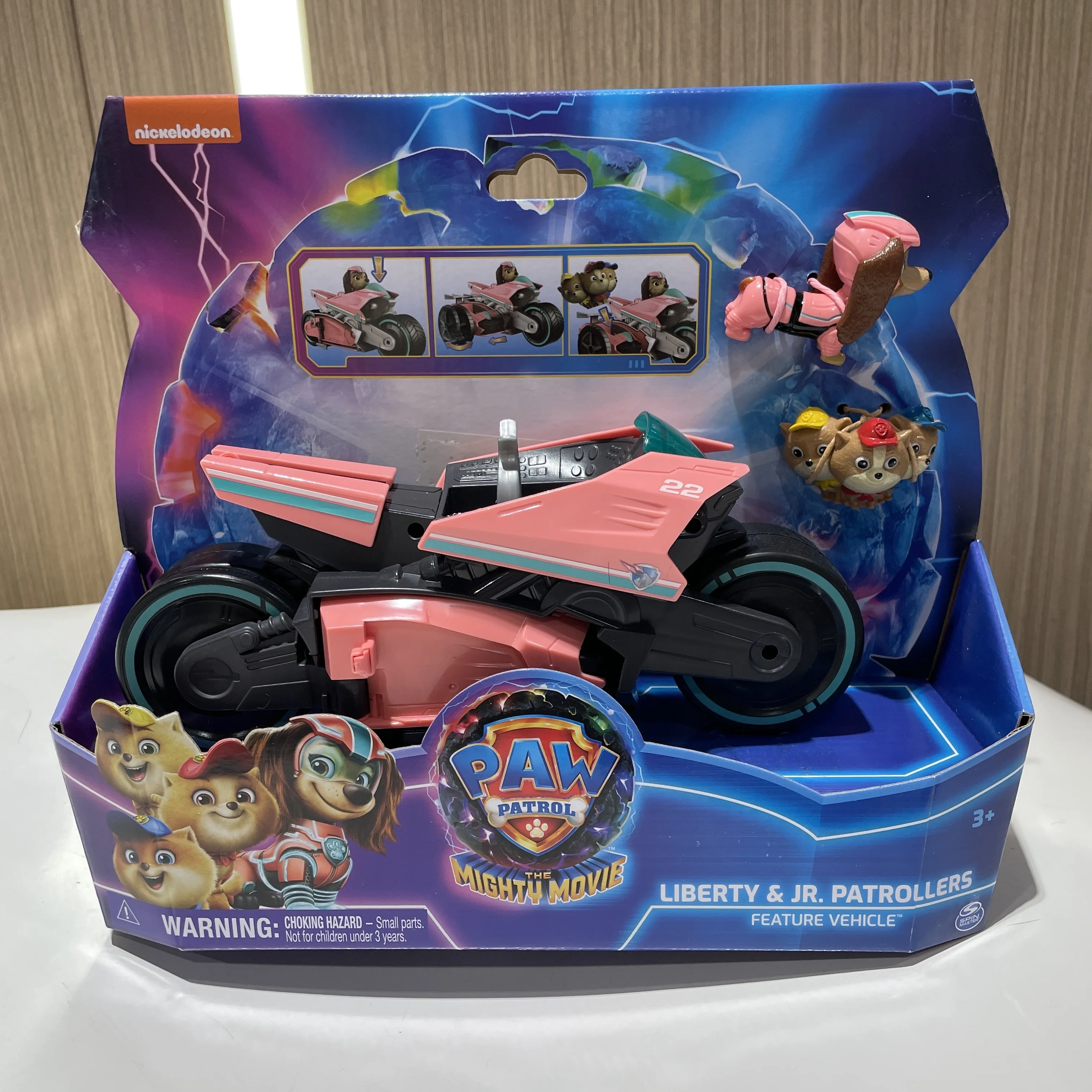 100% 오리지널 Paw Patrol Mighty Movie Liberty & Poms JR. Patrollers Rescue Figures 액션 피규어 생일 크리스마스 선물