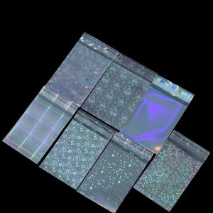 50pcs 레이저 셀프 씰링 비닐 봉투 목걸이 팔찌 쥬얼리 선물 Packag 저장 가방에 대 한 다채로운 홀로그램 쥬얼리 가방