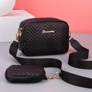 트렌디하고 패셔너블하고 심플하고 고급스럽고 단색, 웨이브 엠보싱 스팽글 장식, 여성용 크로스바디 백