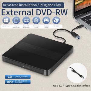 2 in 1 USB 3.0 유형 C 외부 DVD RW CD 라이터 슬림 드라이브 버너 리더 플레이어 노트북 PC 용 광학 드라이브 휴대용 DVD 버너
