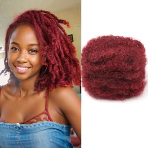 99J 아프로 킨키 벌크 100% 인모 연장, 레게 더티 브레이드, 브라질 천연 크로셰 헤어 레게머리