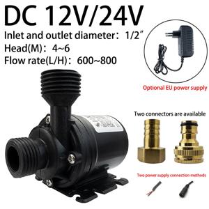 초저소음 DC 12V 24V 5M 헤드, 800L/H 브러시리스 모터, 1/2 인치 잠수정 샤워 부스터 펌프, EU 어댑터 황동 조인트 사용 가능