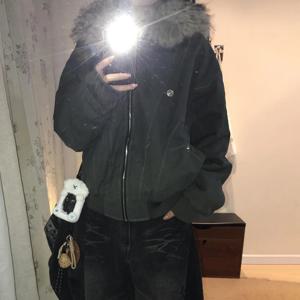 남녀공용 워싱 캔버스 재킷 면 의류, 따뜻한 Y2k 면 의류, 남성 패션, 가을, 겨울, 신상