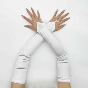 여성용 새틴 후크 손가락 긴 손가락 없는 장갑, 신부 결혼식 원피스 공연 파티, 레트로 스타일, 오페라 에티켓 액세서리