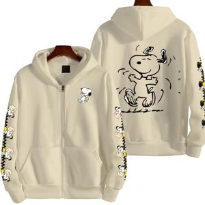 귀여운 땅콩 스누피 남자 만화 가을/겨울 지퍼 까마귀 여성 스트리트 캐주얼 패션 커플 스포츠 대형 까마귀