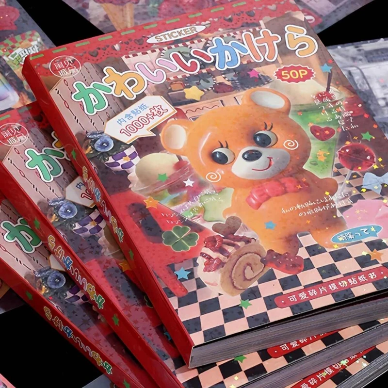 귀여운 일본 Y2K 컷 필름 스티커, 소녀 저널 전화 케이스, DIY 스크랩북 스티커, 카와이 장식 스티커 선물, 50 장/책