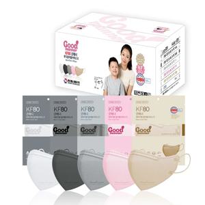 [100매] 굿매너투디 KF80 새부리형 중형 컬러 마스크 화이트/블랙/그레이/베이지/핑크