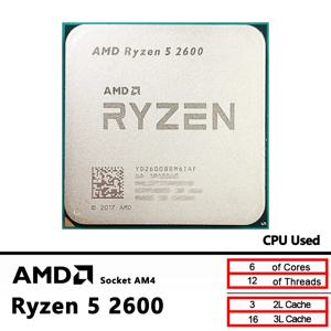 AMD 중고 라이젠 5 2600 R5 2600 3.4GHz 게이밍 Zen+ 0.012 65W YD2600BBM6IAF 소켓 AM4