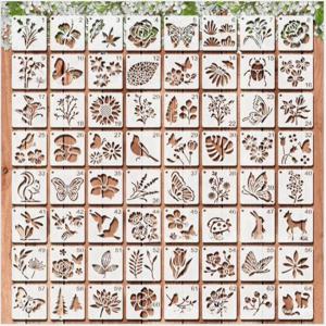 64/20개 식물 및 꽃 그림 템플릿 중공 낙서 템플릿 스프레이 몰드