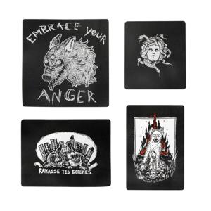 블랙 펑크 우븐 라벨 다리미 패치, 화난 해골 사기 유머 배지, 의류 재킷 트럭 운전사 모자 가방 바느질, DIY 선물, 1PC