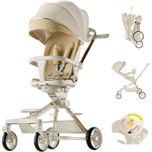 배시넷 모드 경량 유모차, 한 손으로 쉽게 접을 수 있는 신생아 유모차, 뒤집을 수 있는 좌석 조절 가능한 핸들 캐노피