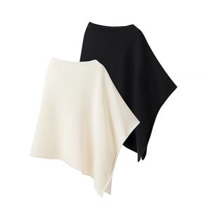 여성용 불규칙 후드 니트 스웨터 단색 장식 봄 신상 여성 스웨터 탑