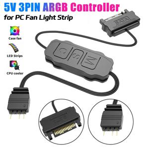 5V 3pin ARGB 컨트롤러 SATA 전원 공급 장치 미니 RGB 컨트롤러 컴퓨터 Cpu 케이스 용 3PIN 허브 쿨 팬 LED 라이트 라디에이터
