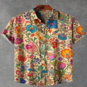 남성용 하와이안 셔츠, 남성용 3D 프린트 반소매 셔츠, 해변 휴가용 린넨