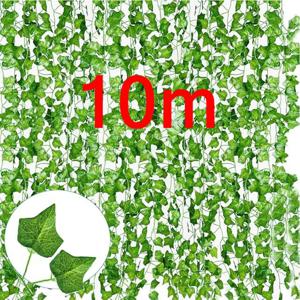 2/4/6/8/10M 실크 잎 가짜 기는 녹색 잎 아이비 포도 나무 문자열 홈 결혼식 매달려 갈 랜드 인공 식물 장식