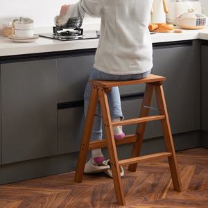 가정용 단단한 나무 접이식 사다리 접이식 의자 두꺼운 등산 나무 단계 의자 (천연 나무 색상)