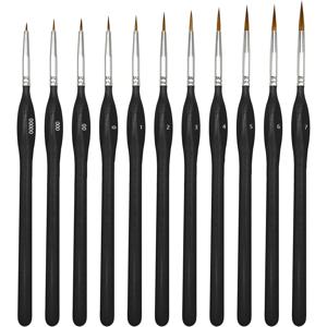 11pcs 세부 페인트 브러쉬 세트, 아크릴, 모델, 수채화 및 구 아슈, 나일론 헤어 페인트 브러쉬 용 미니어처 페인팅 키트