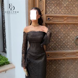 EDECPBM 특별 행사를위한 맞춤형 그레이스 여성 드레스 파티 드레스 이브닝 드레스 여성 긴 소매 인어 드레스