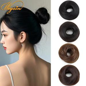 WIGSIN 합성 스트레이트 도넛 Chignon Hairpieces Ombre Elastic Updo Chignon 푹신한 지저분한 Scrunchies 여성용 헤어 번
