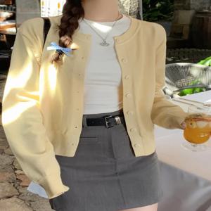 여성용 긴 소매 2026 카디건 O넥 버튼 다운 니트 레이디 봄 가을 니트 단추형 카디건 스웨터