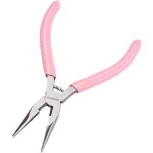 5 인치 긴 체인 코 펜치 DIY 쥬얼리 용 미니 정밀 비 톱니 모양의 턱 펜치 취미 프로젝트 만들기 핑크 만들기 키트