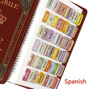 75pcs 스페인어 적층 성경 탭, pestañas para biblia en español, 위치 변경 대형 인쇄 스티커, 읽기 및 응용이 용이한 턱받이