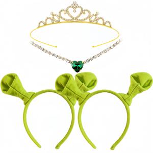 귀여운 녹색 괴물 슈렉 귀 안테나 헤어 밴드 패브릭 페이스 워시 헤어 클립 모자를 쓰고 있죠 만화 동물 괴물 머리띠 휴일 파티