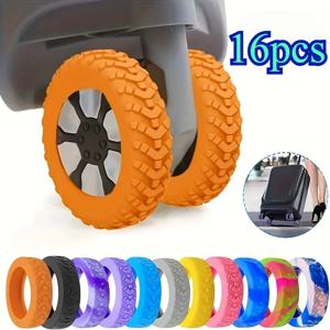 16개 실리콘 수화물 휠 커버, 소음 감소 및 충격 흡수 가방 캐스터 보호대, 사무실 의자용