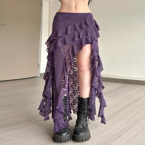 Nibber Tassels 여성 스커트 불규칙한 밑단 다층 프릴 레이스 패치 워크 스위트 여름 트렌드 데일리 스키니 다목적 하의