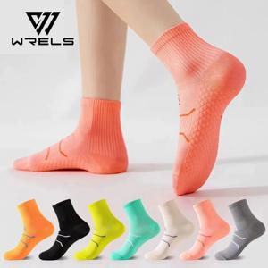 WRELS 전문 마라톤 러닝 피트니스 짧은 양말 여성 남성 땀 흡수 마찰 방지 통기성 남성 운동 양말