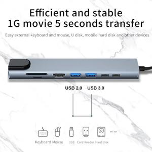 Usb 8 In 1 Type C 3 1 ~ 4k HdTV 허브 어댑터(Sd Tf Rj45 카드 리더기 포함) Macbook 노트북 컴퓨터용 Pd 고속 충전