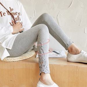 여성 패션 솔리드 대비 레이스 스키니 레깅스 여성 여성 의류에 필수적인 매우 편안한 올 시즌