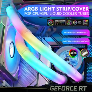 JUMPEAK 유연한 5V ARGB LED 네온 튜브 라이트 스트립 슬리브 커버 게임용 PC 120 240 360 AIO CPU 물 액체 쿨러 모딩