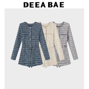 DEEABAE Yujie 스타일 매운 소녀 긴 소매 점프 슈트 여성의 새로운 스타일 기질 슬림 피트 및 슬리밍 하단 점프 슈트 반바지