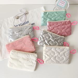 Instagram 활 실버 반짝 이는 메이크업 가방 작은 휴대용 운반 가방 이어폰 데이터 케이블 보관 가방 지갑