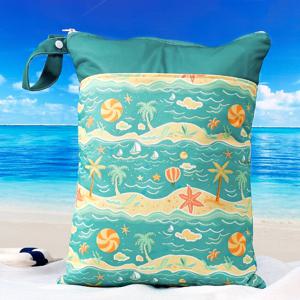 1PC 30*40CM 휴대용 아기 기저귀 가방 방수 웻 드라이 백 유모차 휴대용 팩 여행용 웻백 두 개의 지퍼 포켓 포함