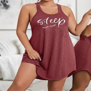 플러스 사이즈 여성 1XL-5XL 패션 특종 여름 편안한 맞는 귀여운 드레스 여성 캐주얼 편지 인쇄 드레스 민소매 드레스