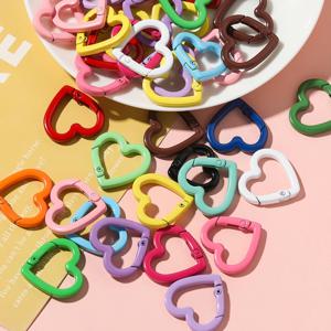 5pcs 금속 심장 봄 걸쇠 개방형 사랑 모양의 Carabiner 키 체인 클립 후크 개 체인 DIY 쥬얼리 버클 커넥터