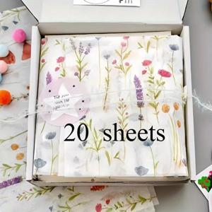 라벤더 프린트 티슈 페이퍼 20장 - 반투명 크리스마스 생일 결혼식 발렌타인 데이 14x20인치에 적합