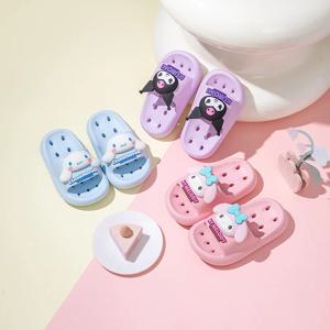 Sanrio Kuromi 귀여운 여름 키즈 샌들 부드러운 슬리퍼 실내 실외 빠른 건조 만화 애니메이션 단독 미끄럼 방지 소녀 소년 선물