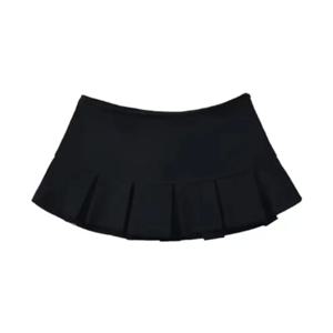 패브릭 Y2K 미니 스커트 여성 로우 허리 와이드 플리츠 라이트 그레이 섹시한 빈티지 a 라인 플리츠 스커트 캐주얼 Skort 여름