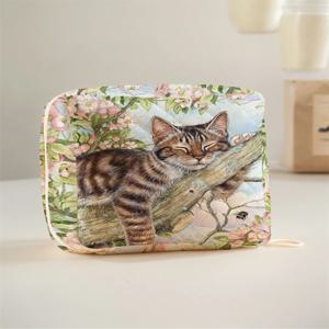 새끼 고양이 패턴과 다이아몬드 메쉬 소재로 제작된 휴대용 생리대 수납가방 1개, 가벼운 여성용 티슈백
