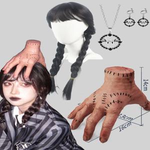 2025 Hot Wed.Season 2 드레스 액세서리 머리띠 의상 놀이 고딕 파티 키즈 Wensday 코스프레 할로윈 의류 머리 장식 가발